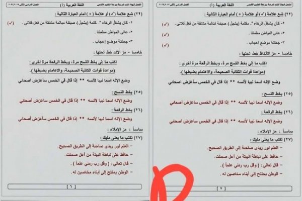 تداول امتحان اللغة العربية للشهادة الإعدادية 2026 ترم ثاني على جروبات الغش